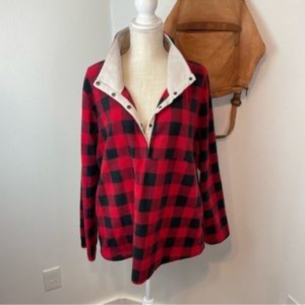 Entro Plaid Fleece Button Snap Pullover